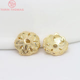 20PCS 8MM 24K Plated Brass Beads Caps DIY Jewelry Findings Accessories