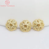 20PCS 8MM 24K Plated Brass Beads Caps DIY Jewelry Findings Accessories
