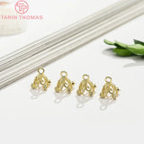 6PCS 5x10MM 24K Plated Brass Flower Beads Caps Tassel DIY Jewelry Findings