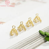 6PCS 5x10MM 24K Plated Brass Flower Beads Caps Tassel DIY Jewelry Findings