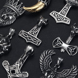 316L Stainless Steel Viking Skull Pendant for Men Necklace Bracelet