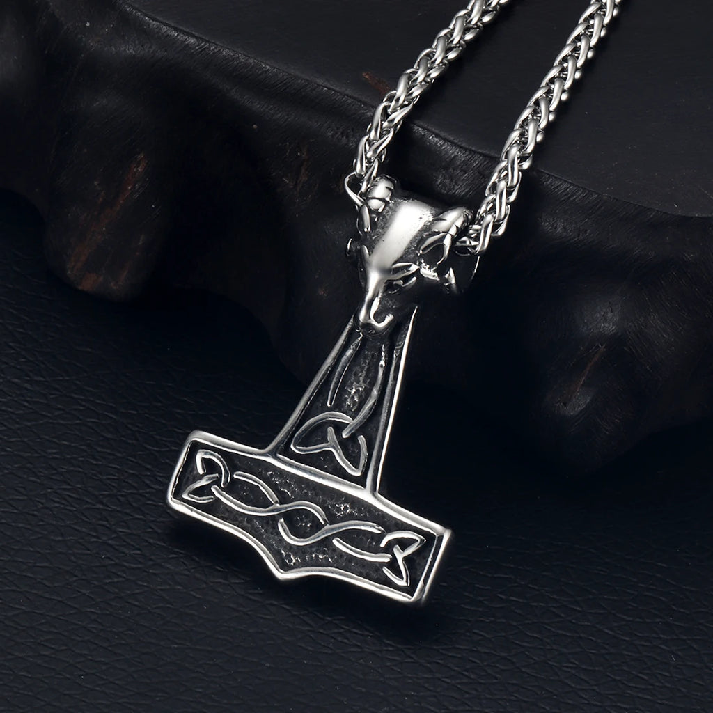 316L Stainless Steel Viking Skull Pendant for Men Necklace Bracelet