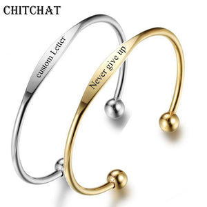 316L Female Initial Bracelet Personalized Letter C Metal Charm Gift
