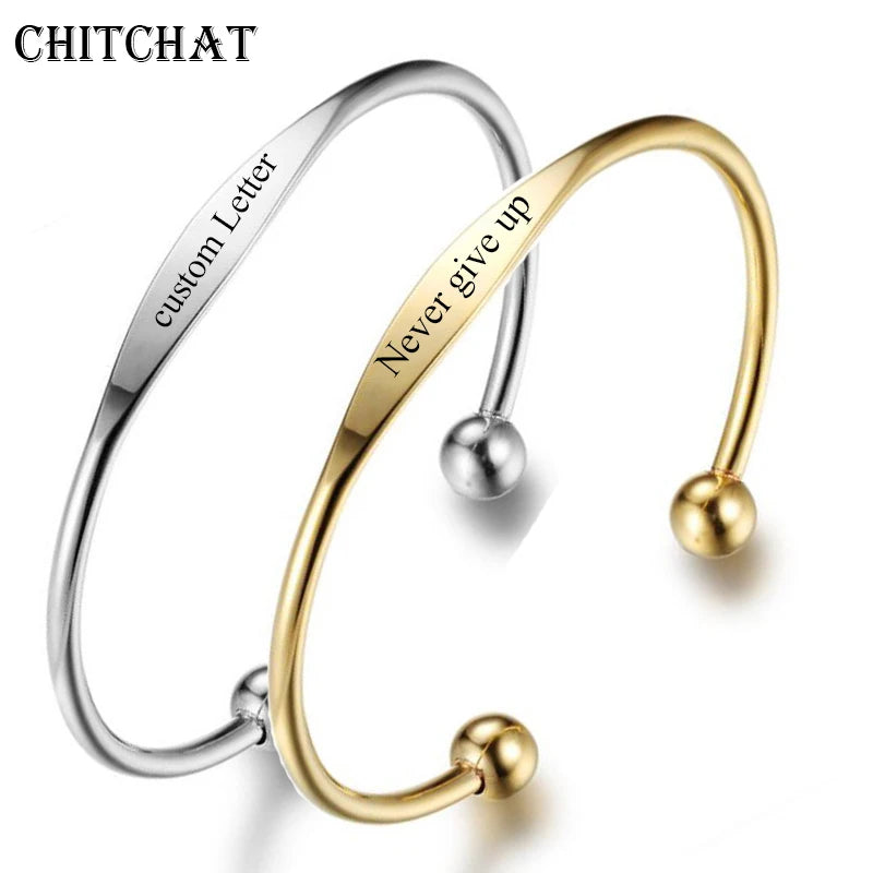 316L Female Initial Bracelet Personalized Letter C Metal Charm Gift