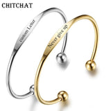 316L Female Initial Bracelet Personalized Letter C Metal Charm Gift