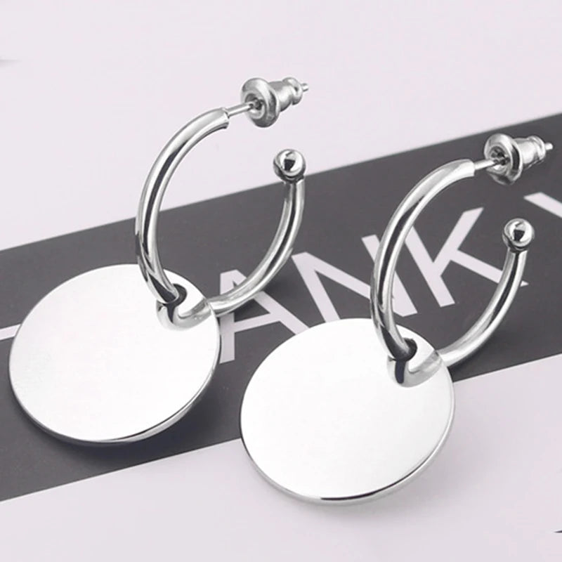 Personalized Custom Name Letters Rose Earrings 316L Stainless Steel Brincos
