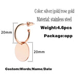 Personalized Custom Name Letters Rose Earrings 316L Stainless Steel Brincos