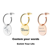 Personalized Custom Name Letters Rose Earrings 316L Stainless Steel Brincos