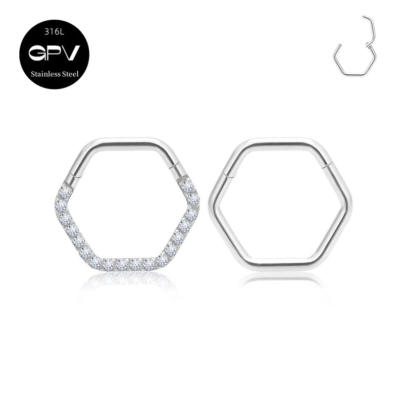 316L Medical Stainless Steel Rectangular Nose Ring Nasal Septum Piercing