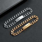 Personalized Date Bracelet for Dad, Engraved Stainless Steel Bangle