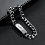 Personalized Date Bracelet for Dad, Engraved Stainless Steel Bangle
