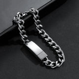 Personalized Date Bracelet for Dad, Engraved Stainless Steel Bangle