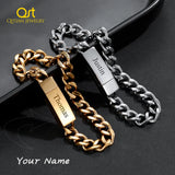 Personalized Date Bracelet for Dad, Engraved Stainless Steel Bangle