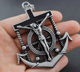 316L Stainless Steel Cross Jesus Boat Anchor Pendant