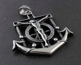 316L Stainless Steel Cross Jesus Boat Anchor Pendant