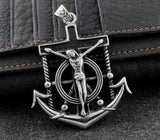316L Stainless Steel Cross Jesus Boat Anchor Pendant