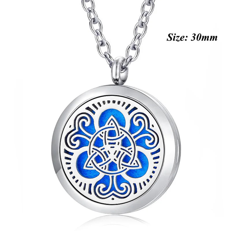 316L Silver Perfume Locket Necklace 30mm Aromatherapy Essential Oil Diffuser