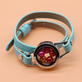 316L Stainless Pearl Locket Leather Bracelet Round Locket Leather Wrap Bracelet