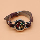 316L Stainless Pearl Locket Leather Bracelet Round Locket Leather Wrap Bracelet