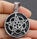 Stainless Steel Pentagram Pentacle Pendant Wiccan Pagan Charm
