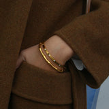 316L Stainless Steel 18K Plated Cuff Bracelet for Women