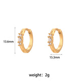 18K Plated Rhinestone Hugges Hoops Earrings, 15mm Small Size Green Crystal