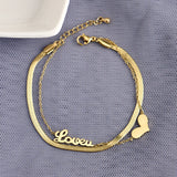 316L Stainless Steel Heart Charm Chain Bracelet - Fine Jewelry