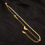 316L Stainless Steel Heart Charm Chain Bracelet - Fine Jewelry