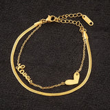 316L Stainless Steel Heart Charm Chain Bracelet - Fine Jewelry