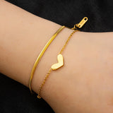 316L Stainless Steel Heart Charm Chain Bracelet - Fine Jewelry