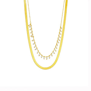 2 Layer Retro Simplicity Pearl Pendant Charm Necklace