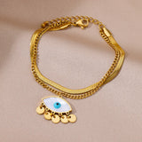 316L Stainless Steel 2-Layer Heart Crystal Charm Bracelet