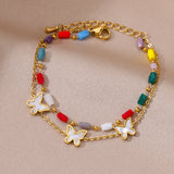 316L Stainless Steel 2-Layer Heart Crystal Charm Bracelet