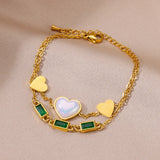 316L Stainless Steel 2-Layer Heart Crystal Charm Bracelet