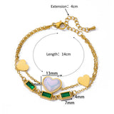 316L Stainless Steel 2-Layer Heart Crystal Charm Bracelet