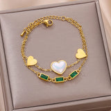 316L Stainless Steel 2-Layer Heart Crystal Charm Bracelet