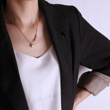 316L Stainless Steel Zircon Smiley Choker Necklace For Women