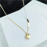 316L Stainless Steel Zircon Smiley Choker Necklace For Women