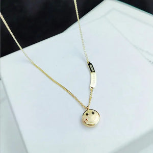 316L Stainless Steel Zircon Smiley Choker Necklace For Women