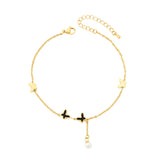 316L Stainless Steel Butterfly Charm Chain Anklet with Tassel for Women