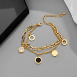 2 Layer Shells Round Chain Bracelets for Women