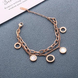 2 Layer Shells Round Chain Bracelets for Women