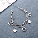2 Layer Shells Round Chain Bracelets for Women