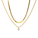 2 Layer Zircon Charms Thick Choker Necklace for Women