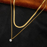 2 Layer Zircon Charms Thick Choker Necklace for Women