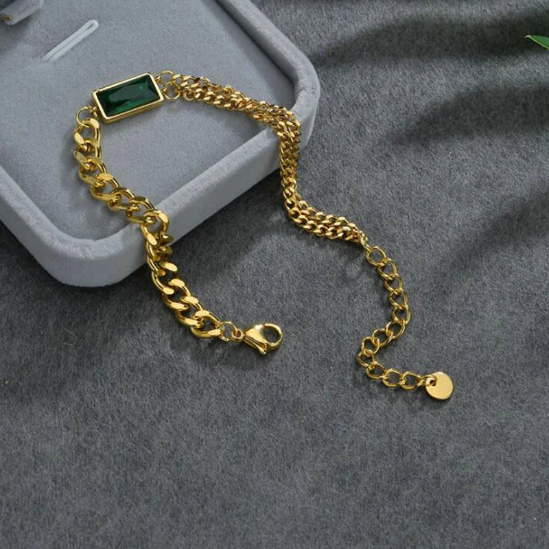 316L Stainless Steel Zircon Embedded Bracelet for Women