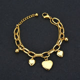 316L Stainless Steel 2 Layer 3 Gradients Love Heart Thick Chain Bracelet
