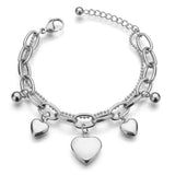 316L Stainless Steel 2 Layer 3 Gradients Love Heart Thick Chain Bracelet