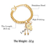 Hand Of Fatima Pearl Charm Thick Chain Bracelet