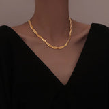 316L Stainless Steel Weave Charms Snake Chain Choker Necklace
